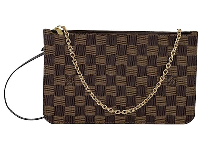Louis Vuitton Pochette from Neverfull Damier Ebene Canvas Pouch Pre Owned Brown Leather  ref.674065