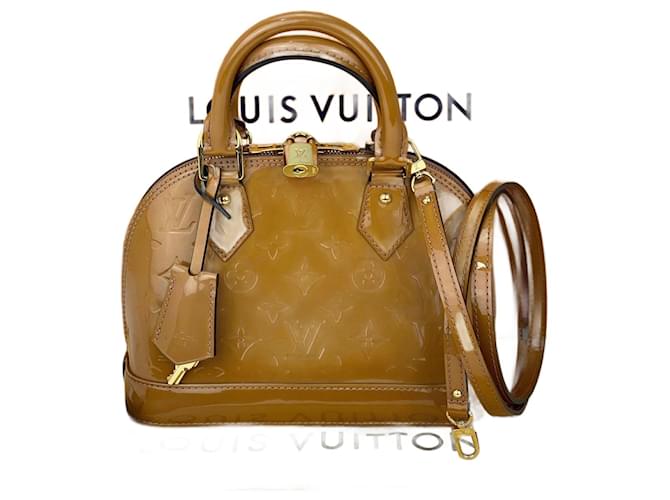 LOUIS VUITTON Monogramm Vernis Alma BB Rose Velours M91585 Handschultertasche Gebraucht Pink Leder  ref.674068