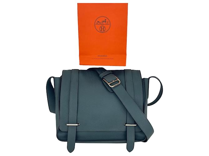 Hermès HERMES Taurillon Clemence Steve Caporal Messenger Adjustable Shoulder Bag pre owned Grey Leather  ref.674071