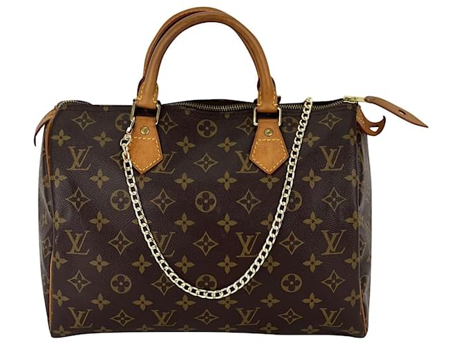 Louis Vuitton Monogramm schnell 30 Handschulter Crossbody Tasche Hinzugefugt Kette M41108 Vorgebaut