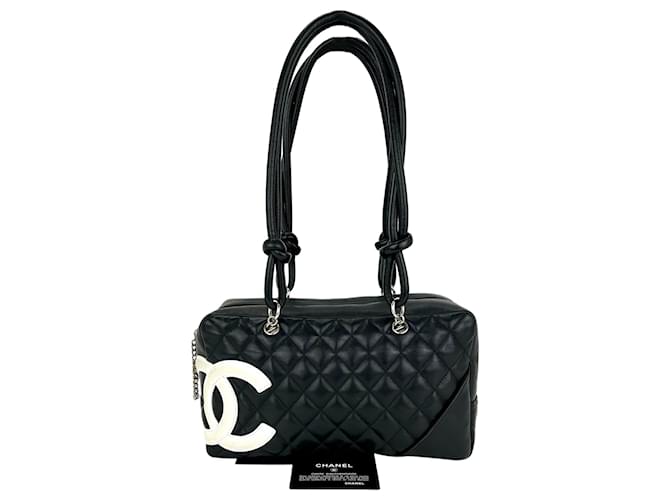 Chanel White/Black Quilted Cambon Ligne Large Flap Tote Bag - Yoogi's Closet