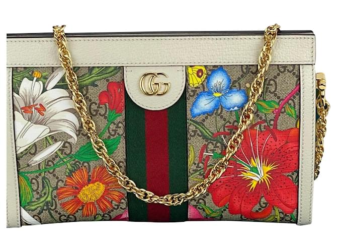 Gucci Ophidia Flora GG Small Supreme Canvas Shoulder Bag 503877 Pre owned Brown Cloth  ref.674154
