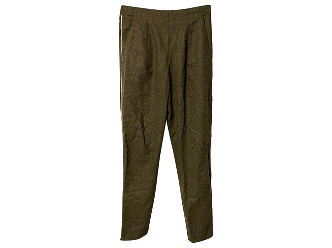 Calça Fendi Tailored com faixa lateral em lã virgem verde