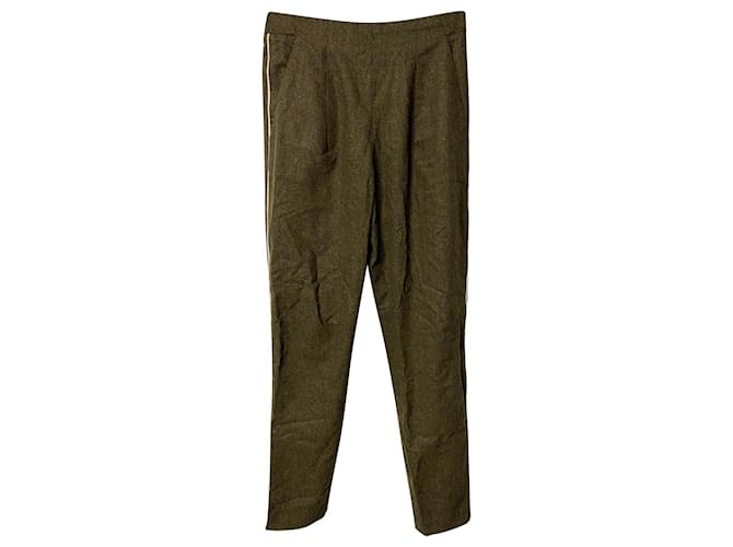 Pantalones de sastre Fendi con raya lateral en lana virgen verde  ref.674201