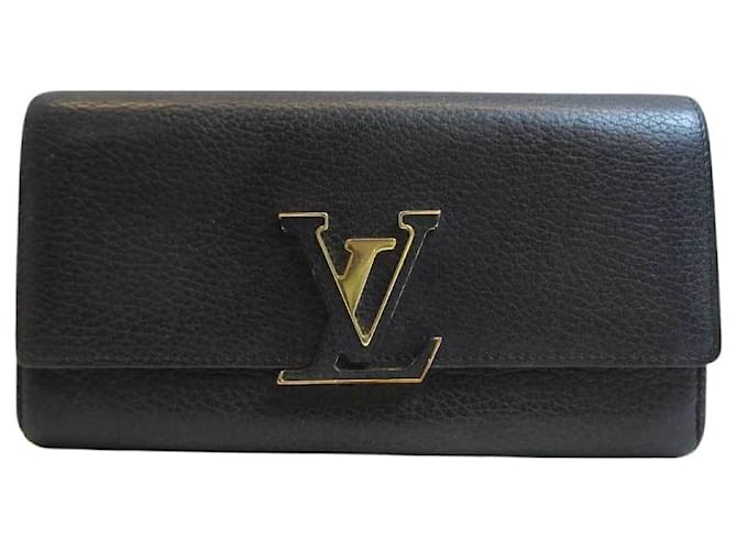 Louis Vuitton Portefeuille capucines Cuir Noir  ref.674291
