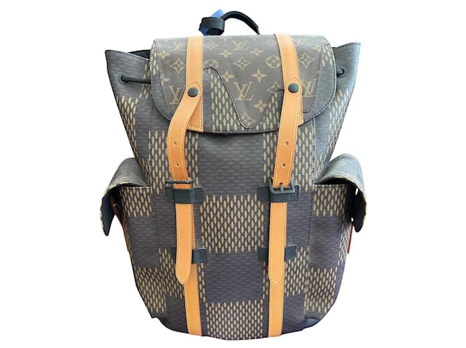 Nigo Christopher backpack bag lv monogram Louis Vuitton damier Brown Leather  ref.674415