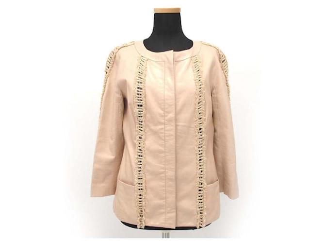 Jaqueta de couro de cordeiro Chanel Rosa Pele de cordeiro  ref.674419