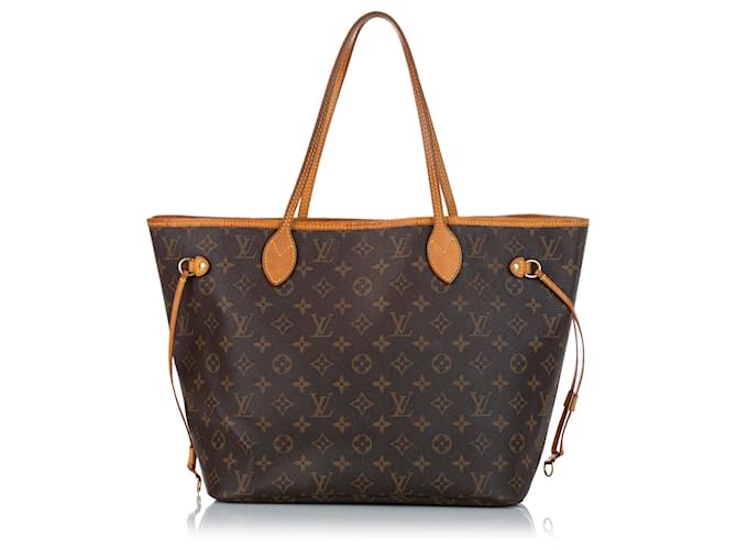 Louis Vuitton Brown Monogram Neverfull MM Leather Cloth  ref.674487