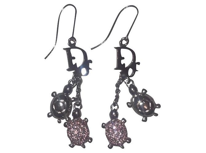 Orecchini Christian Dior argento e rosa Silver hardware