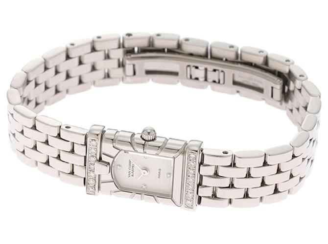 *Van Cleef & Arpels Facade Diamond Bisel Reloj de cuarzo para mujer Blanco Acero  ref.674554