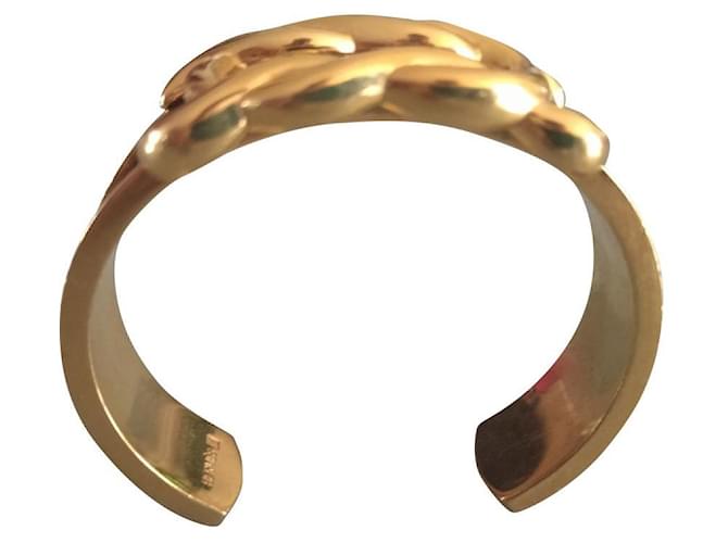 Hermès Hermes pulseira de couro de granito preto , prato de ouro Banhado a ouro  ref.674626