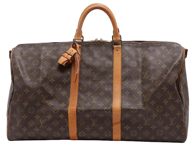 Brown Coated Canvas Louis Vuitton Keepall Cloth  ref.674878