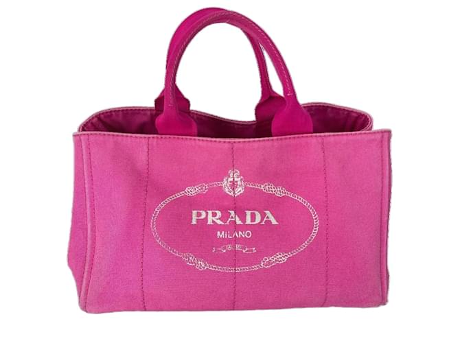 Pink Canvas Prada Canapa Tote Cloth  ref.674885
