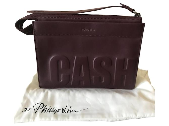 3.1 Phillip Lim Clutch bags Dark red Leather  ref.675007