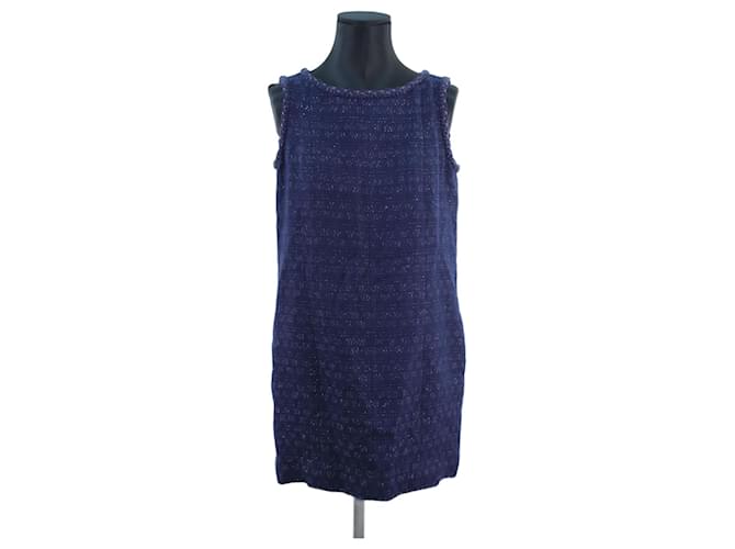 Chanel dress 38 Blue Wool  ref.675155