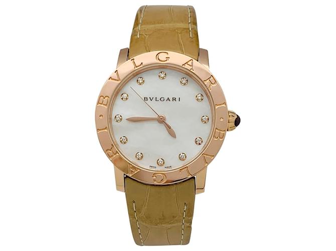 Bulgari watch, "BB33", Rose gold, mother-of-pearl and diamonds. Pink gold  ref.675334