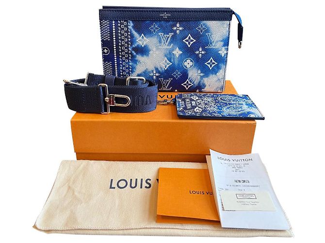 pochette louis vuitton édition limitée sac Blanc Bleu clair