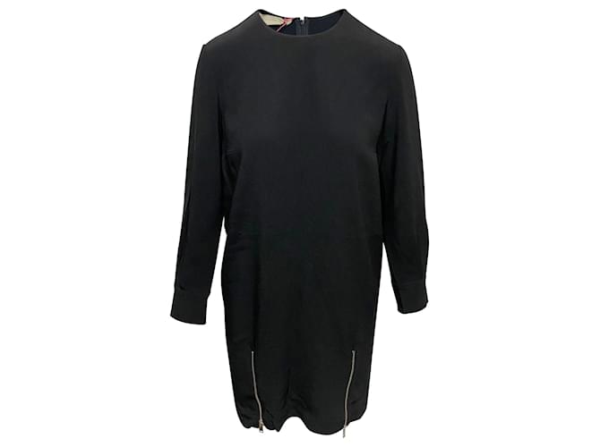 Stella Mc Cartney Stella McCartney Knee-Length Zipper Detail Dress in Black Rayon Cellulose fibre  ref.675459