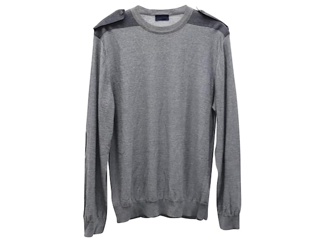 Lanvin Sweater with Epaulettes in Grey Merino Wool  ref.675462