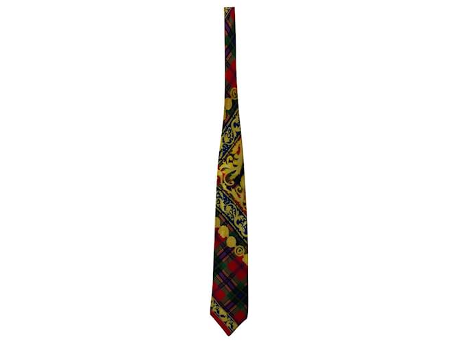 Cravate Tartan Gianni Versace en Soie Multicolore  ref.675476