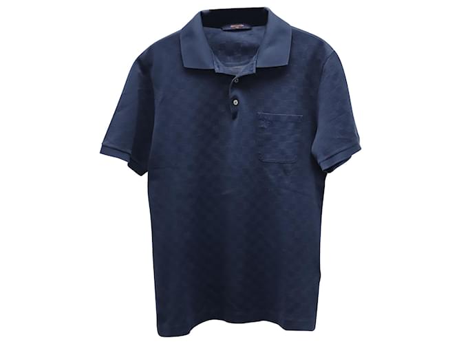 Camiseta de algodón azul marino con medio bolsillo Damier de Louis Vuitton  ref.675496