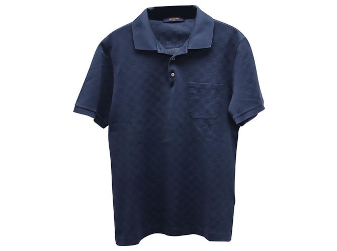 T-shirt Louis Vuitton Half Damier Pocket in cotone blu navy