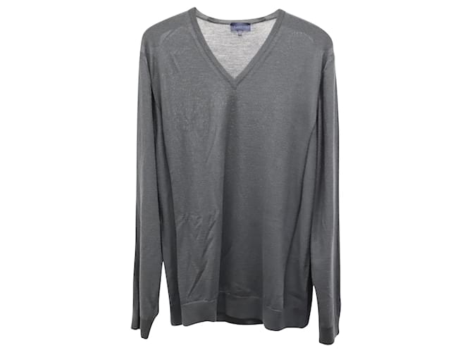 Lanvin V-neck Sweater in Grey Merino Wool  ref.675503