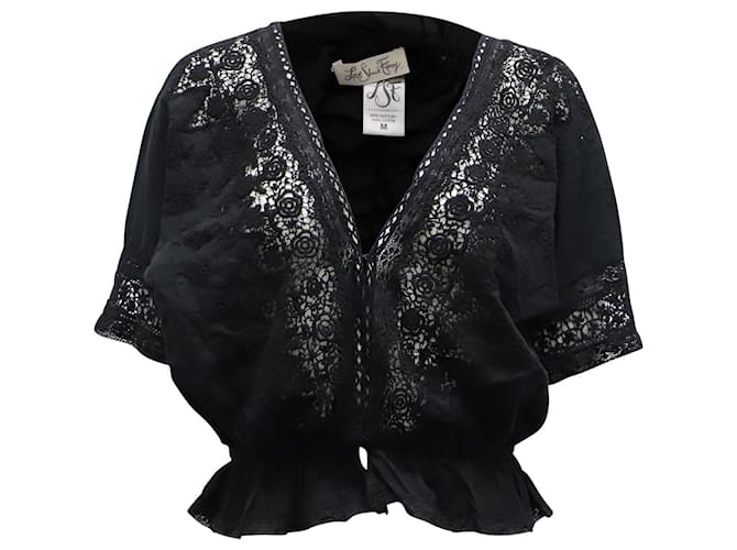 Blusa de crochê LoveShackFancy em algodão preto  ref.675509