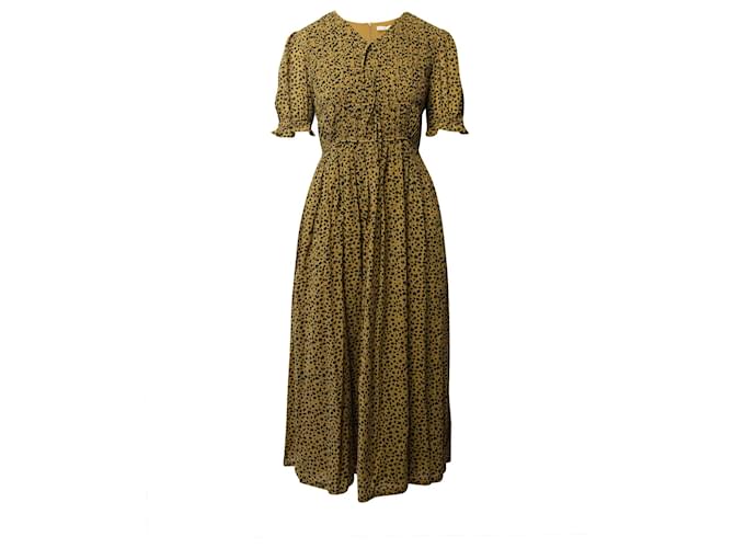 Rejina Pyo Kristen Leopard Print Midi Dress in Brown Cotton  ref.675557