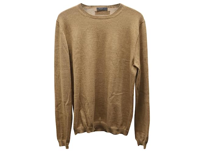 Prada Crewneck Sweater in Camel Wool Yellow  ref.675565