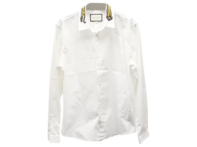 Camisa Oxford de Algodón Blanco con Apliques Duke de Gucci  ref.675575