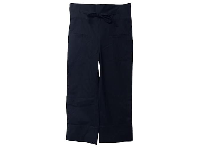 Loewe Pantalon Froncé à Ceinture en Coton Noir  ref.675610