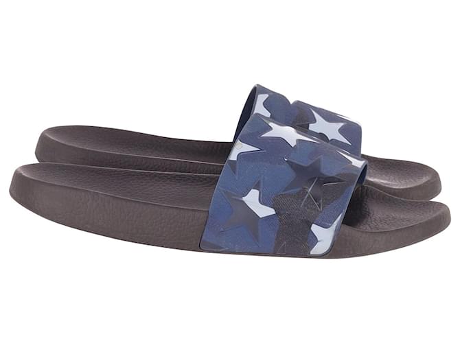 Valentino Garavani Stars Camo Design Slides in Navy Blue Rubber  ref.675612