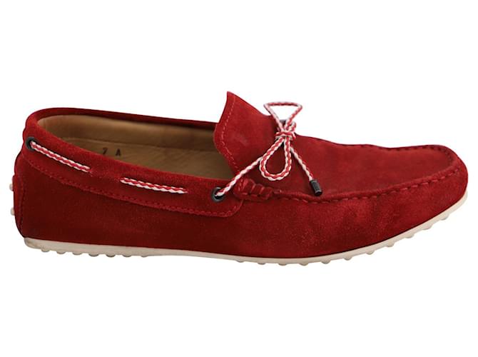 Tod's Moccasins Driving Loafers in Red Suede  ref.675663