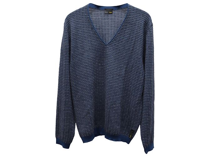 Fendi Strickpullover mit V-Ausschnitt aus blauer Wolle
