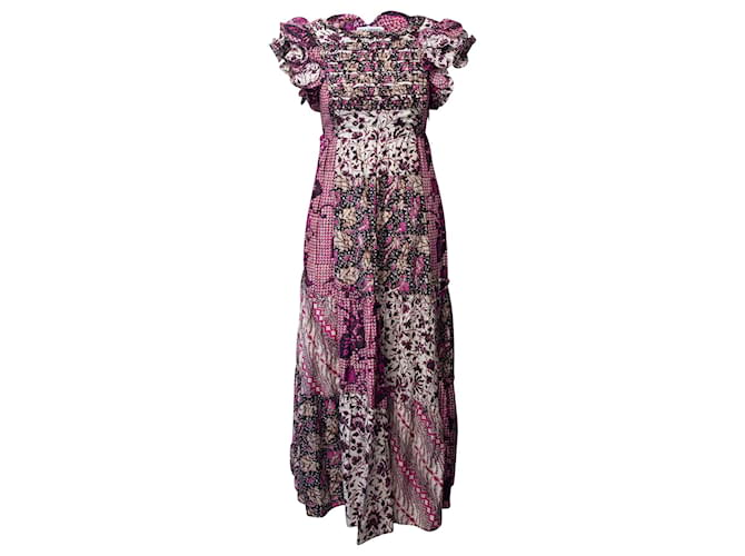 Ulla Johnson Zoya Ruffled Dress in Pink & Purple Cotton Multiple colors  ref.675697