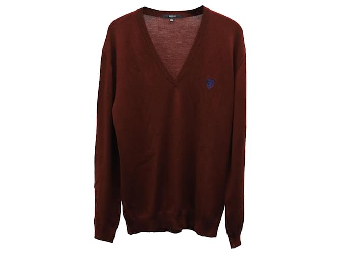Gucci Embroidered Logo Sweatshirt in Burgundy Wool Dark red  ref.675716