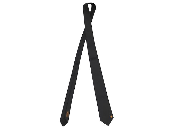 Hermès 7 La Clef du Bonheur Tie in Black Silk