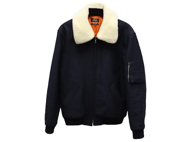 Apc a.P.C. Blouson “New Ben” Jacket in Dark Blue Wool Cotton  ref.675718
