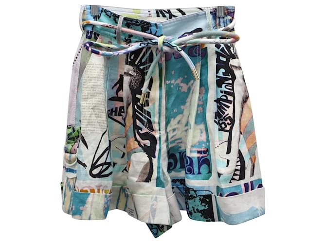  Zimmermann Printed Safari Shorts in Multicolor Linen   ref.675743
