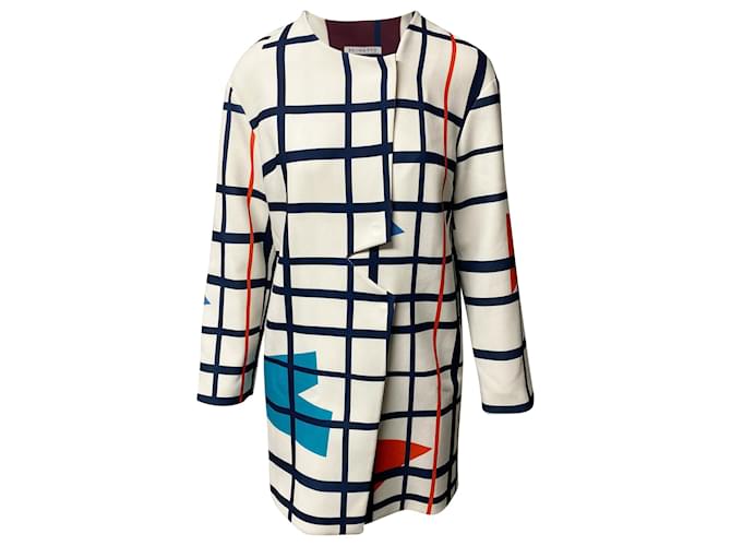 Rejina Pyo Leichter Mantel mit geometrischem Muster aus weißer Viskose Zellulosefaser  ref.675763