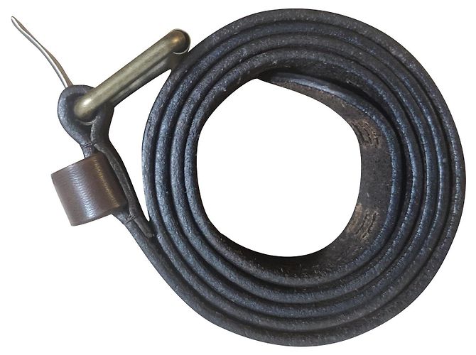 Saint Laurent Ceinture cuir 3 points Marron foncé