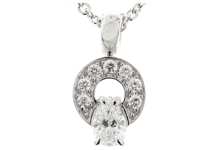 Bulgari *Collier diamant BVLGARI pendentif K18 GT × Diamant 9 Des pierres Or blanc Blanc  ref.675881