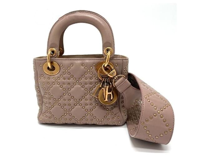 Dior Lady Dior Mini Studs 2WAY Small Bag Handbag Leather