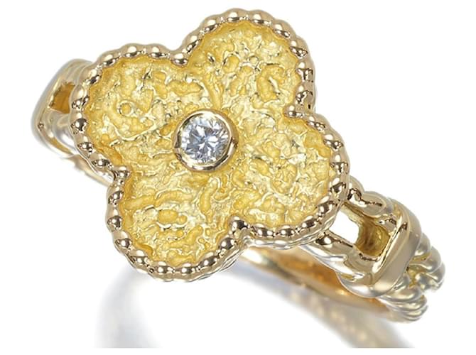 *Van Cleef & Arpels Diamond Ring Vintage Alhambra Golden Yellow Yellow gold  ref.675993