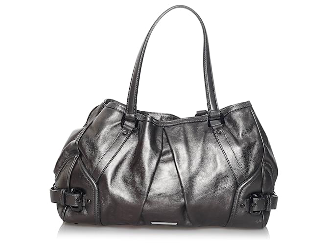 Burberry Silver Leather Tote Bag Silvery Pony-style calfskin  ref.676039