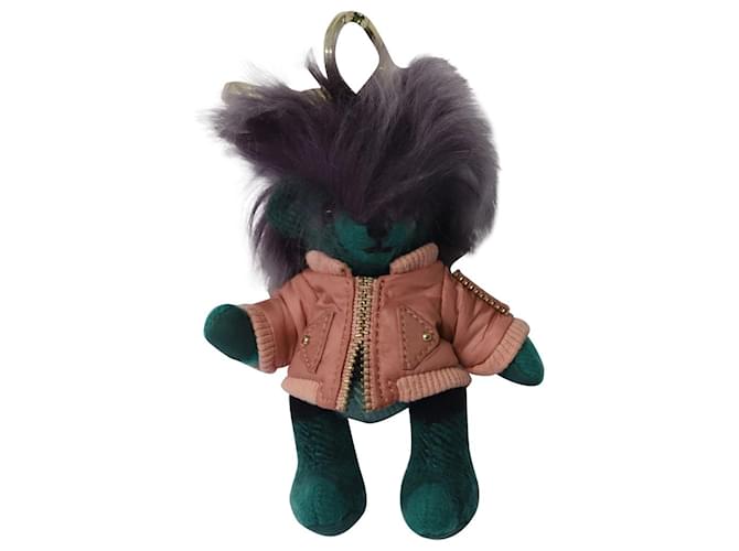 Burberry Punk Bear Bag Charm in Green Cotton  ref.676188