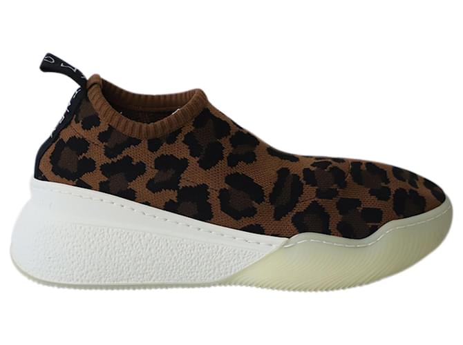 Stella Mc Cartney Sneakers Slip-On di Stella Mccartney in maglia jacquard con stampa leopardata Nylon  ref.676213