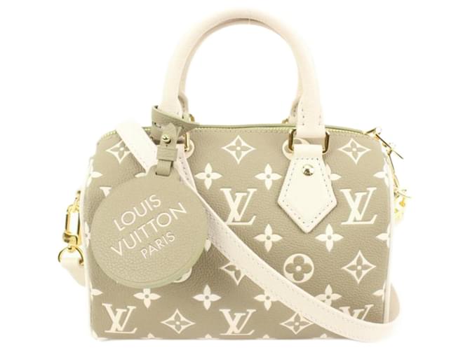 Louis Vuitton Khaki x Beige Leather Monogram Empreinte Speedy 20 With strap  ref.676264