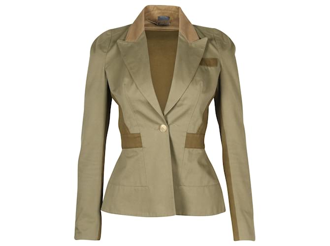 Alexander McQueen Fitted Blazer Jacket in Khaki Cotton Green  ref.677335
